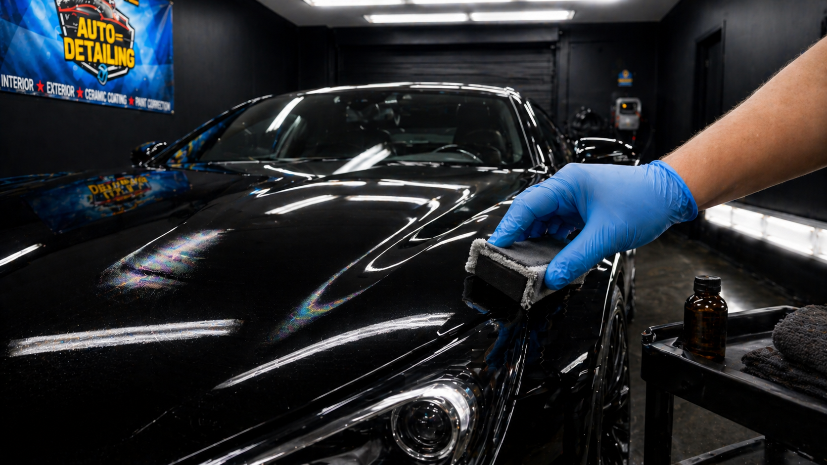 Applying ceramic coating with precision at SkyShine Auto Detailing in Brooklyn CT
