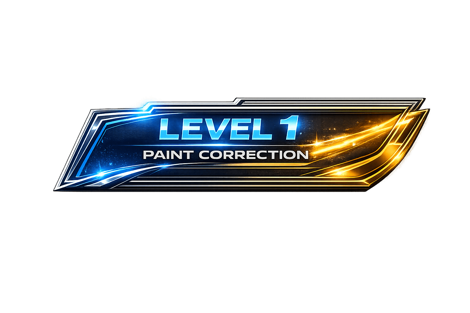 Futuristic paint correction level badge