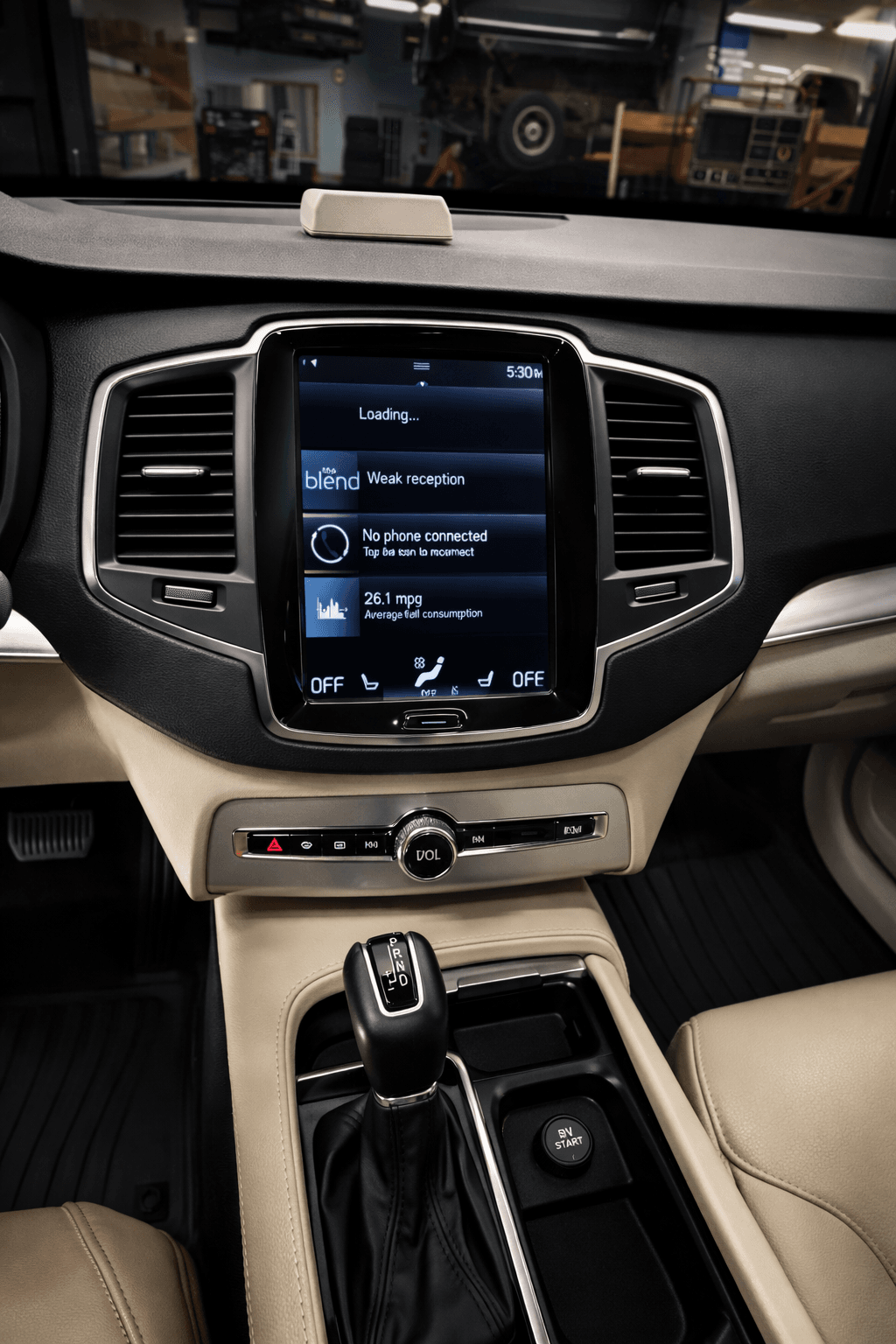 Volvo interior with infotainment screen after detailing